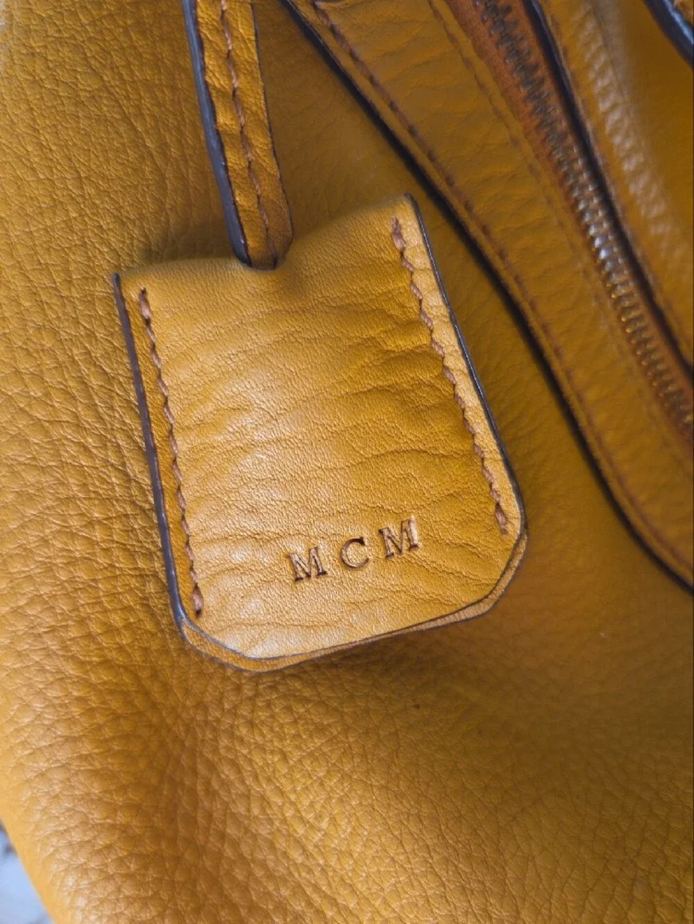 MCM Mustard Yellow Leather Shoulder Bag